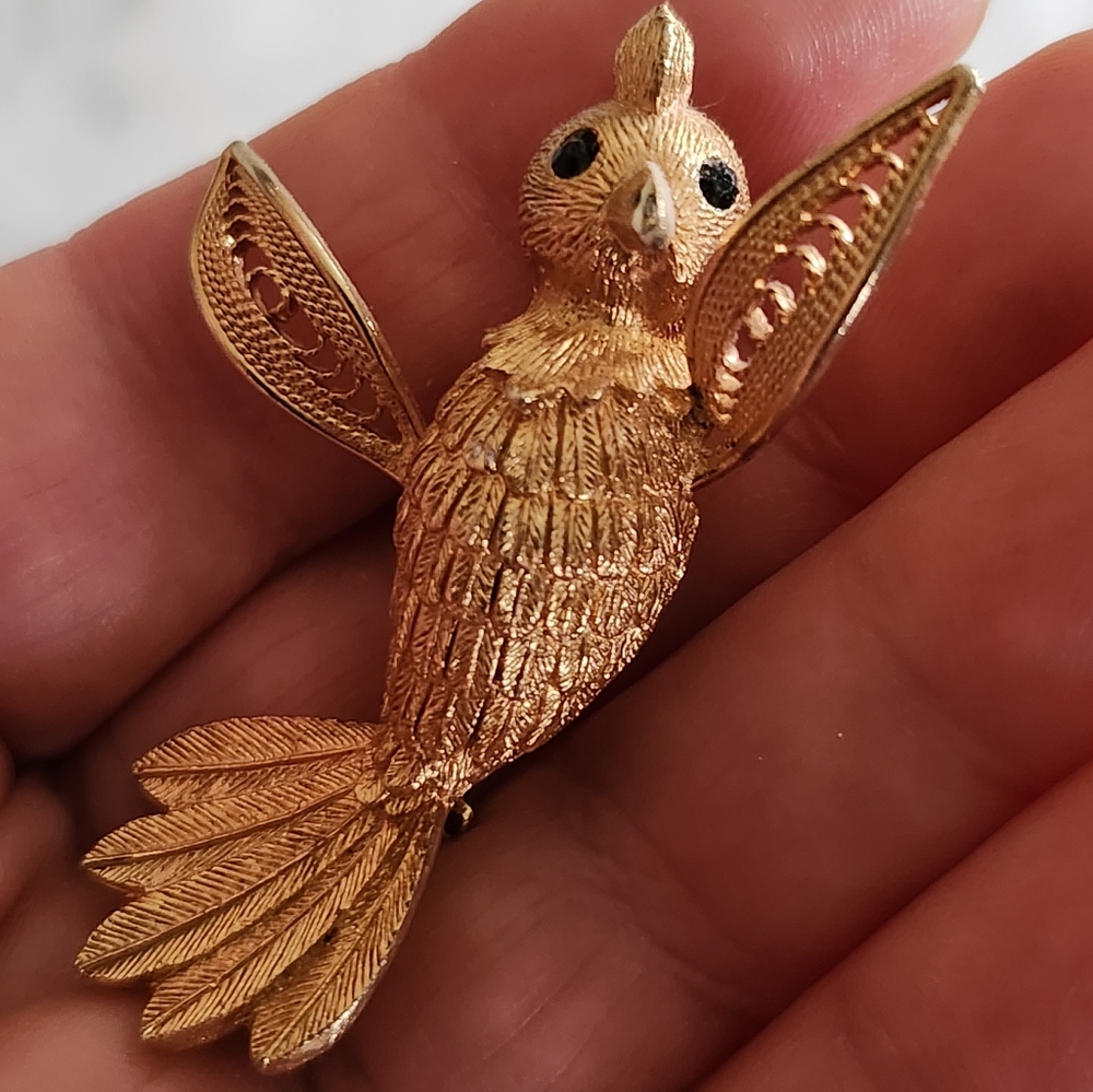 VTG JJ Bird Brooch Gold Tone - Picture 4 of 13